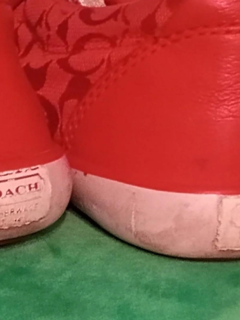 Coach Vintage Red & White Low-Top Canvas Sneakers Size 8